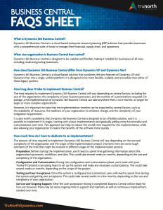 Business Central FAQs Sheet preview